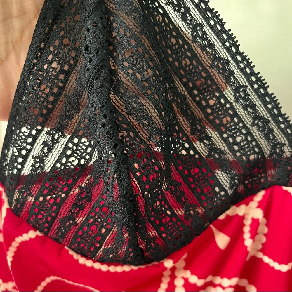 Gilligan & O'Malley Red, White and Black Intimates Sleep Cami, Size Medium
